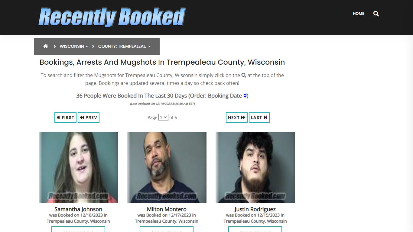 Bookings, Arrests and Mugshots in Trempealeau County, Wisconsin