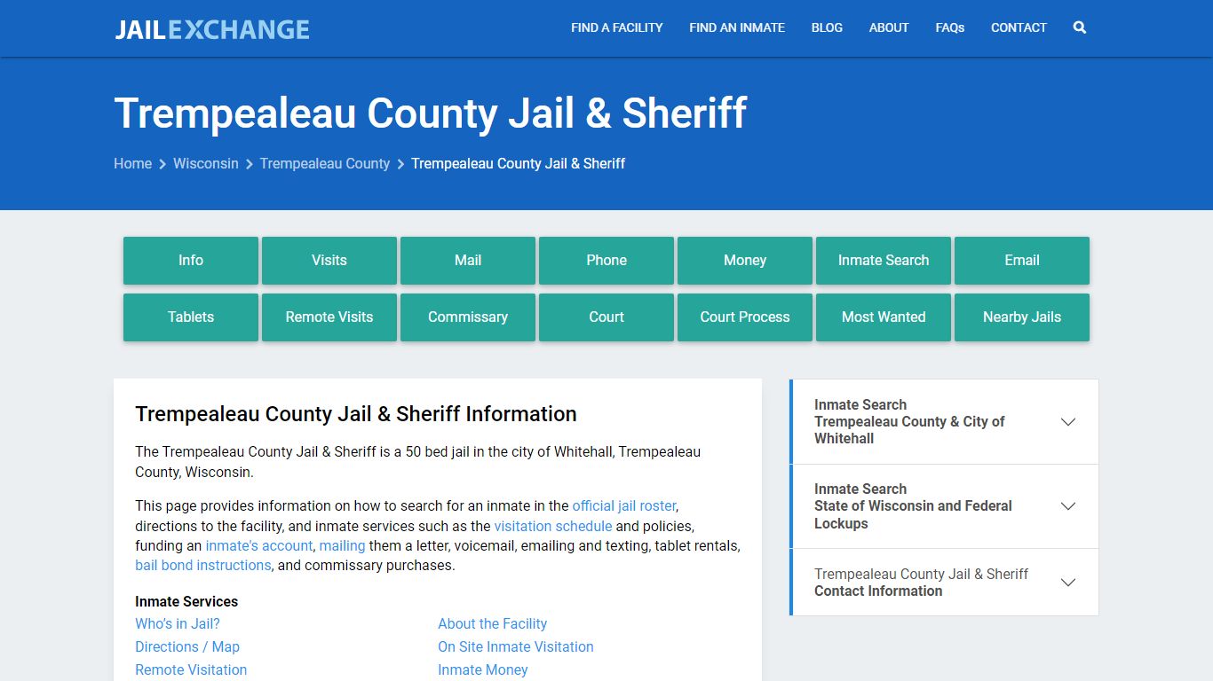 Trempealeau County Jail & Sheriff, WI Inmate Search, Information